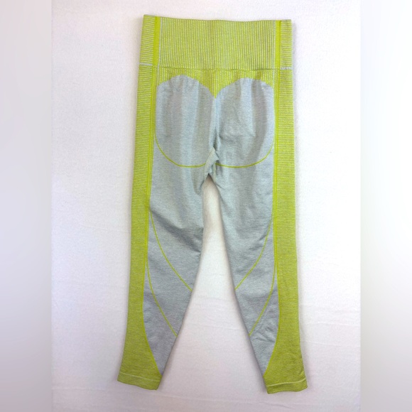 GYMSHARK Tight Legging Pant Grey Neon Green Booty Accent Sexy Gym Workout‎ Small - Picture 1 of 12
